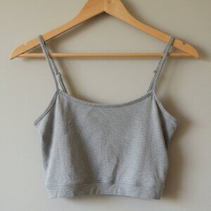 Gray Spaghetti Strap Crop Top - Soft Heathered Cami - Size Medium